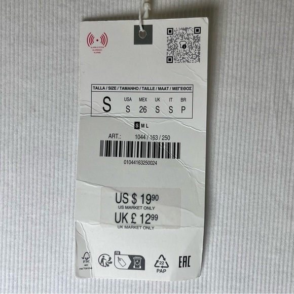 Zara White Ribbed Tank Top Sleeveless Shirt Women’s Size Small S NWT - Picture 3 of 10